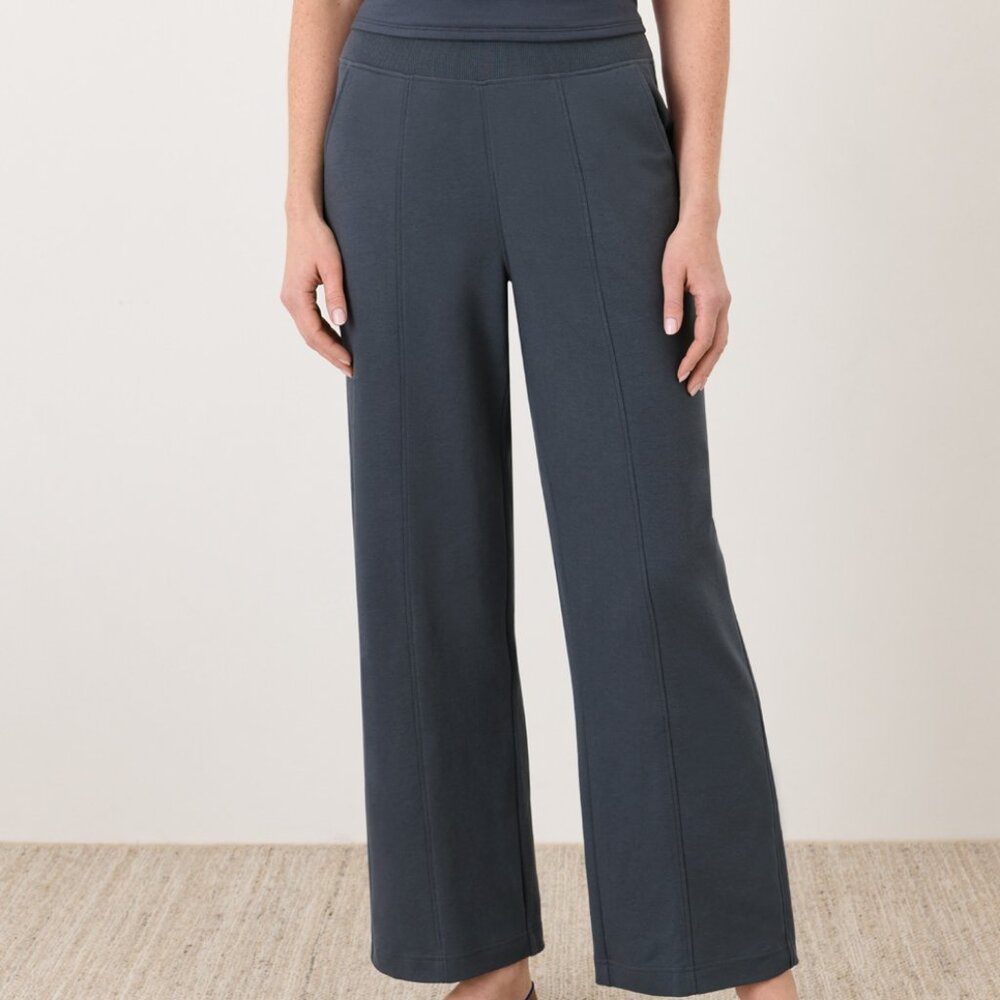 Pact Organic Cotton Airplane Pintuck Wide Leg Pant - Steel Blue XL